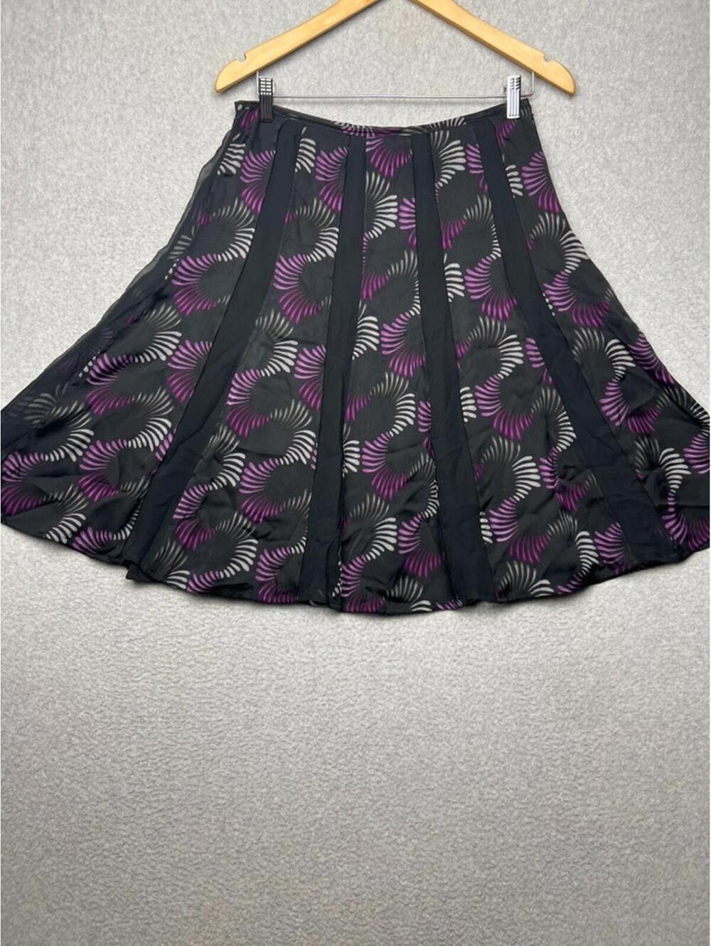 ALFANI Silk Skirt Pleated Knee-length Skirt Petite 6P Geometric Modern Career